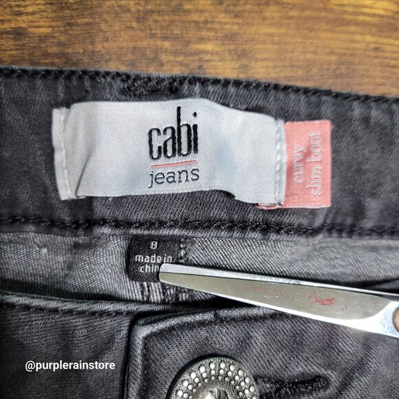 Cabi Jeans Size 8 Curvy Slim Bootcut Mid Rise Charcoal Stretch Denim Western - Picture 3 of 11